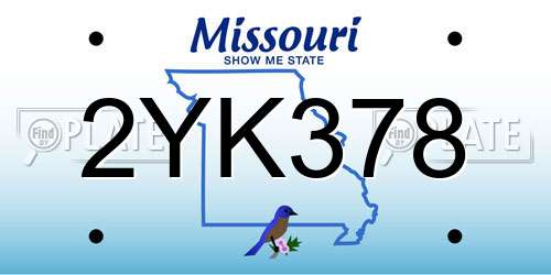 2YK378 Missouri License Plate