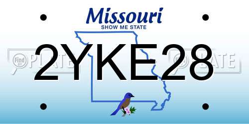 2YKE28 Missouri License Plate