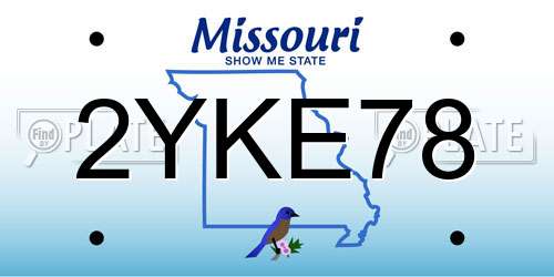 2YKE78 Missouri License Plate
