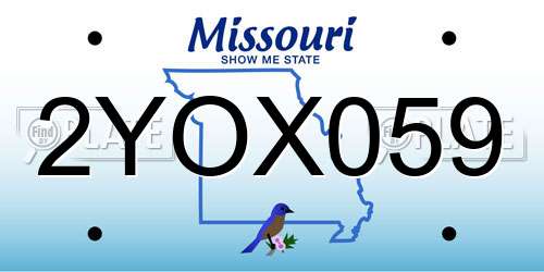 2YOX059 Missouri License Plate