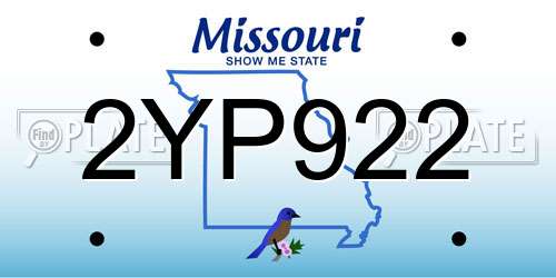 2YP922 Missouri License Plate