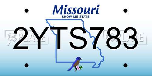 2YTS783 Missouri License Plate