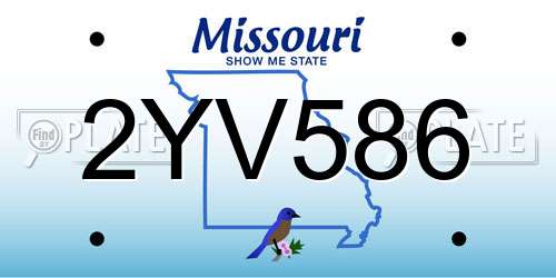 2YV586 Missouri License Plate