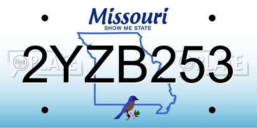 2YZB253 Missouri License Plate