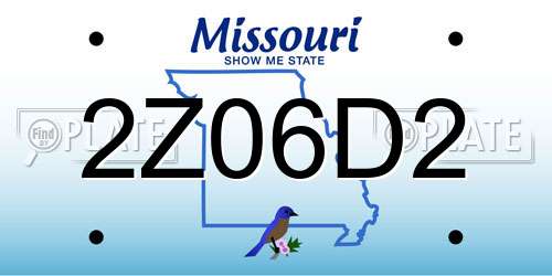 2Z06D2 Missouri License Plate