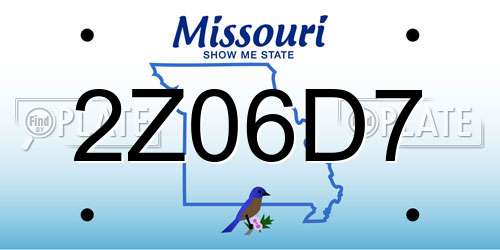 2Z06D7 Missouri License Plate