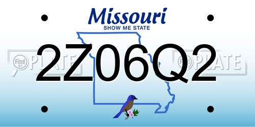 2Z06Q2 Missouri License Plate