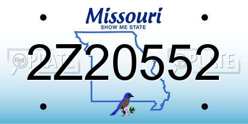 2Z20552 Missouri License Plate