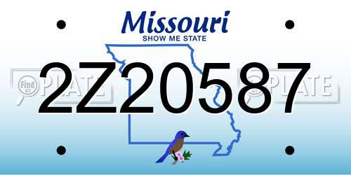 2Z20587 Missouri License Plate