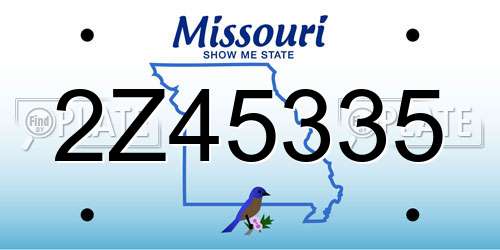 2Z45335 Missouri License Plate