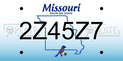 2Z45Z7 Missouri License Plate