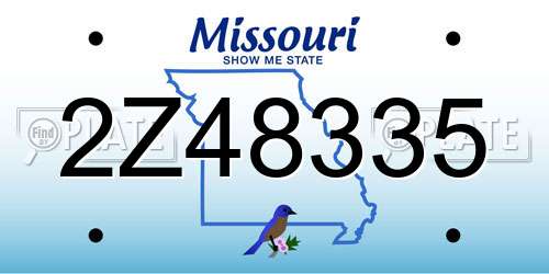 2Z48335 Missouri License Plate