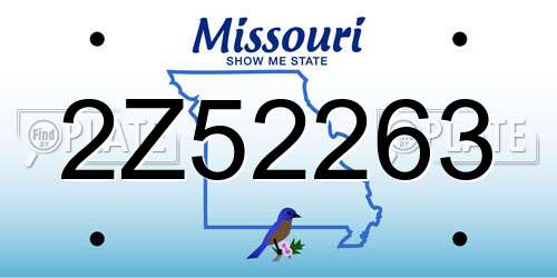 2Z52263 Missouri License Plate