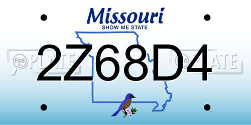 2Z68D4 Missouri License Plate