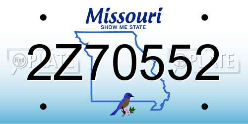 2Z70552 Missouri License Plate