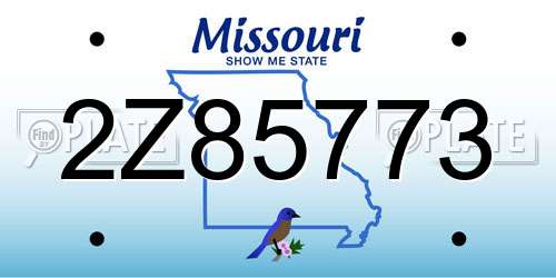 2Z85773 Missouri License Plate