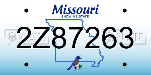 2Z87263 Missouri License Plate