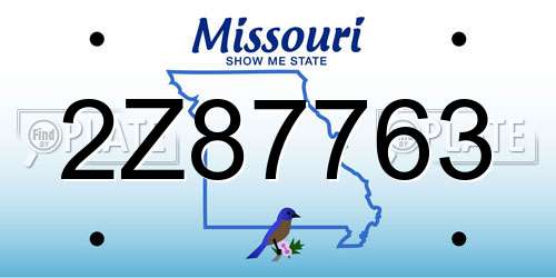 2Z87763 Missouri License Plate