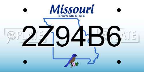2Z94B6 Missouri License Plate