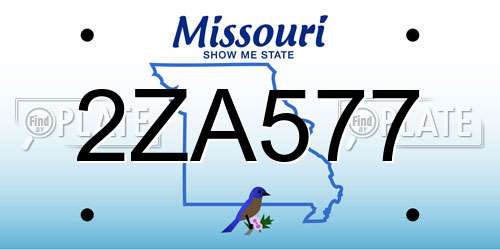 2ZA577 Missouri License Plate