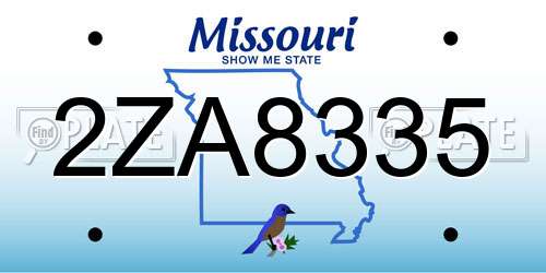 2ZA8335 Missouri License Plate