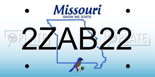 2ZAB22 Missouri License Plate