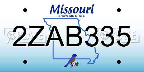 2ZAB335 Missouri License Plate