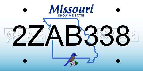 2ZAB338 Missouri License Plate