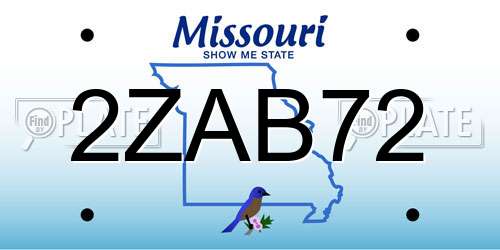 2ZAB72 Missouri License Plate