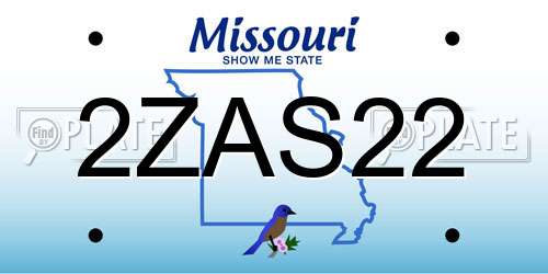 2ZAS22 Missouri License Plate