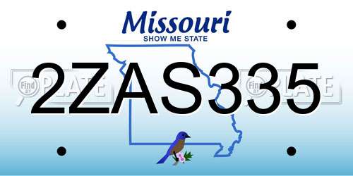 2ZAS335 Missouri License Plate
