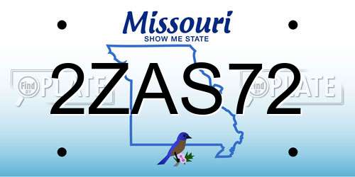 2ZAS72 Missouri License Plate