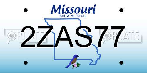 2ZAS77 Missouri License Plate