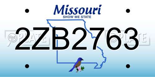 2ZB2763 Missouri License Plate