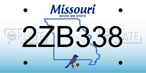 2ZB338 Missouri License Plate