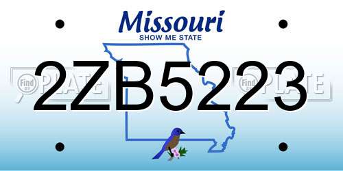 2ZB5223 Missouri License Plate