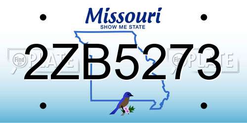 2ZB5273 Missouri License Plate