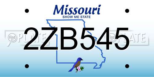 2ZB545 Missouri License Plate