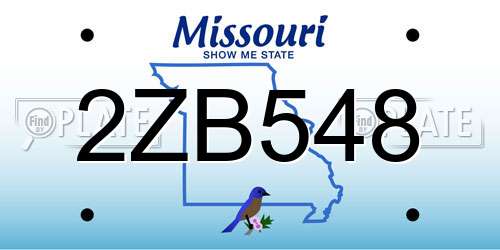 2ZB548 Missouri License Plate