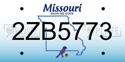 2ZB5773 Missouri License Plate