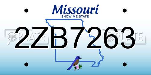 2ZB7263 Missouri License Plate