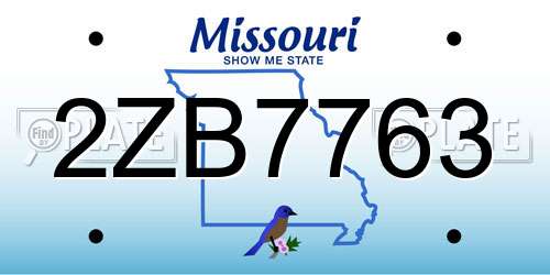 2ZB7763 Missouri License Plate