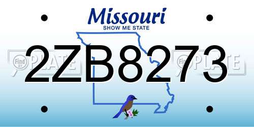 2ZB8273 Missouri License Plate