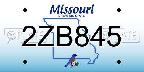 2ZB845 Missouri License Plate