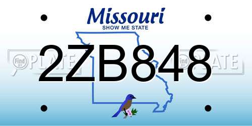 2ZB848 Missouri License Plate