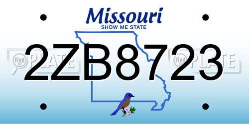 2ZB8723 Missouri License Plate