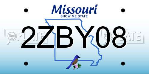 2ZBY08 Missouri License Plate