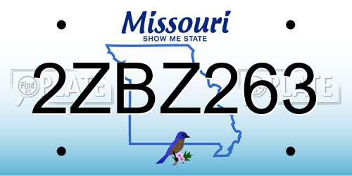 2ZBZ263 Missouri License Plate