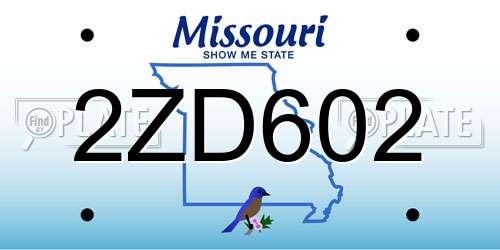 2ZD602 Missouri License Plate