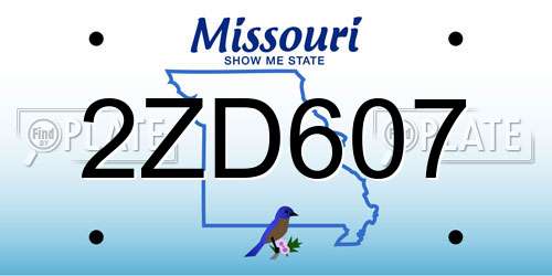 2ZD607 Missouri License Plate